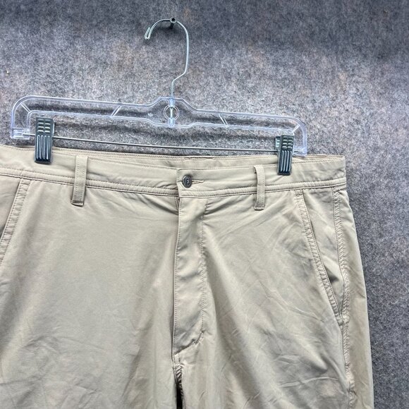 Footjoy Polo Shorts Men 33 Khaki Chino Flat Polyester Tan Beige Golf Performance - Picture 9 of 11